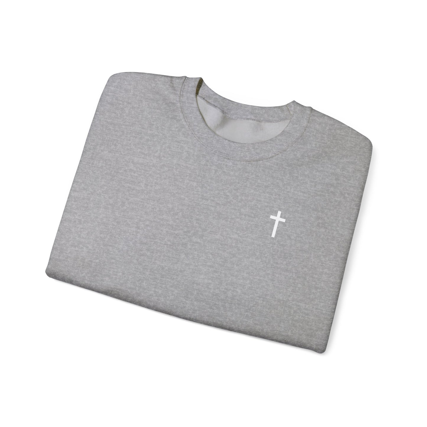 Unisex Simple Christian Heavy Blend Crewneck Sweatshirt with White Cross (Gildan Product)