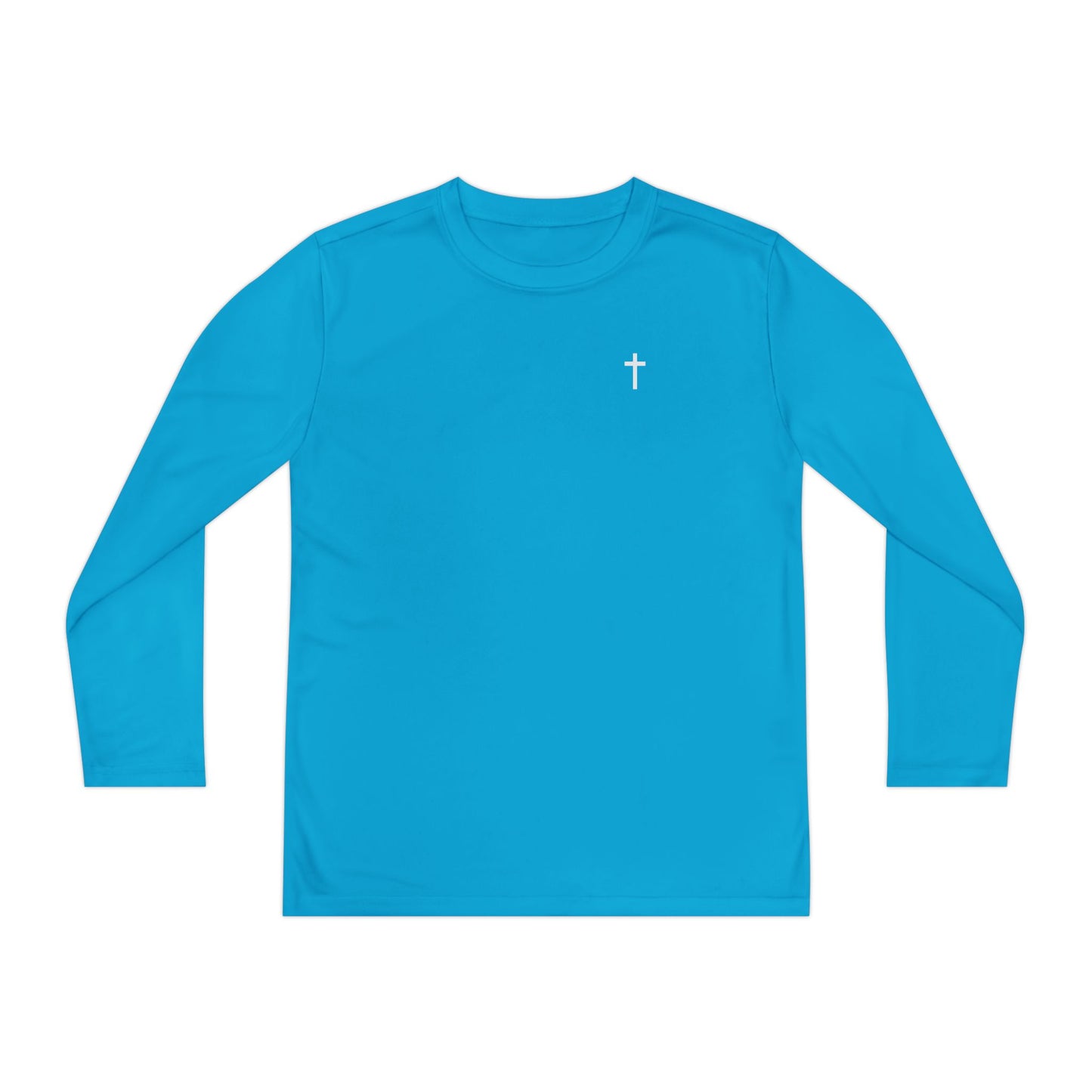 Kids Long Sleeve 100% Moisture-Wicking Shirt with White Cross