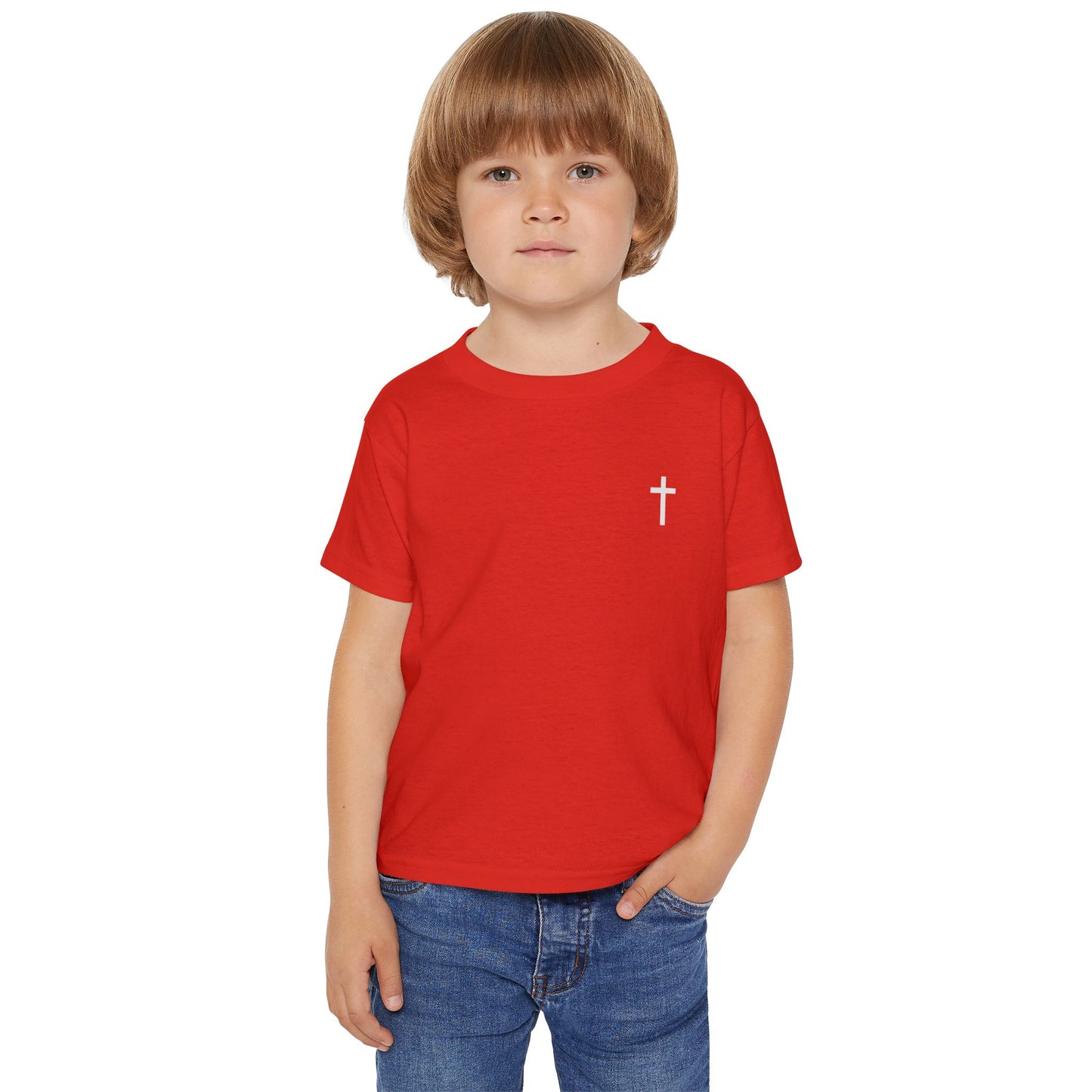 Toddler Simple Christin T-shirt with White Cross (Gildan Product)