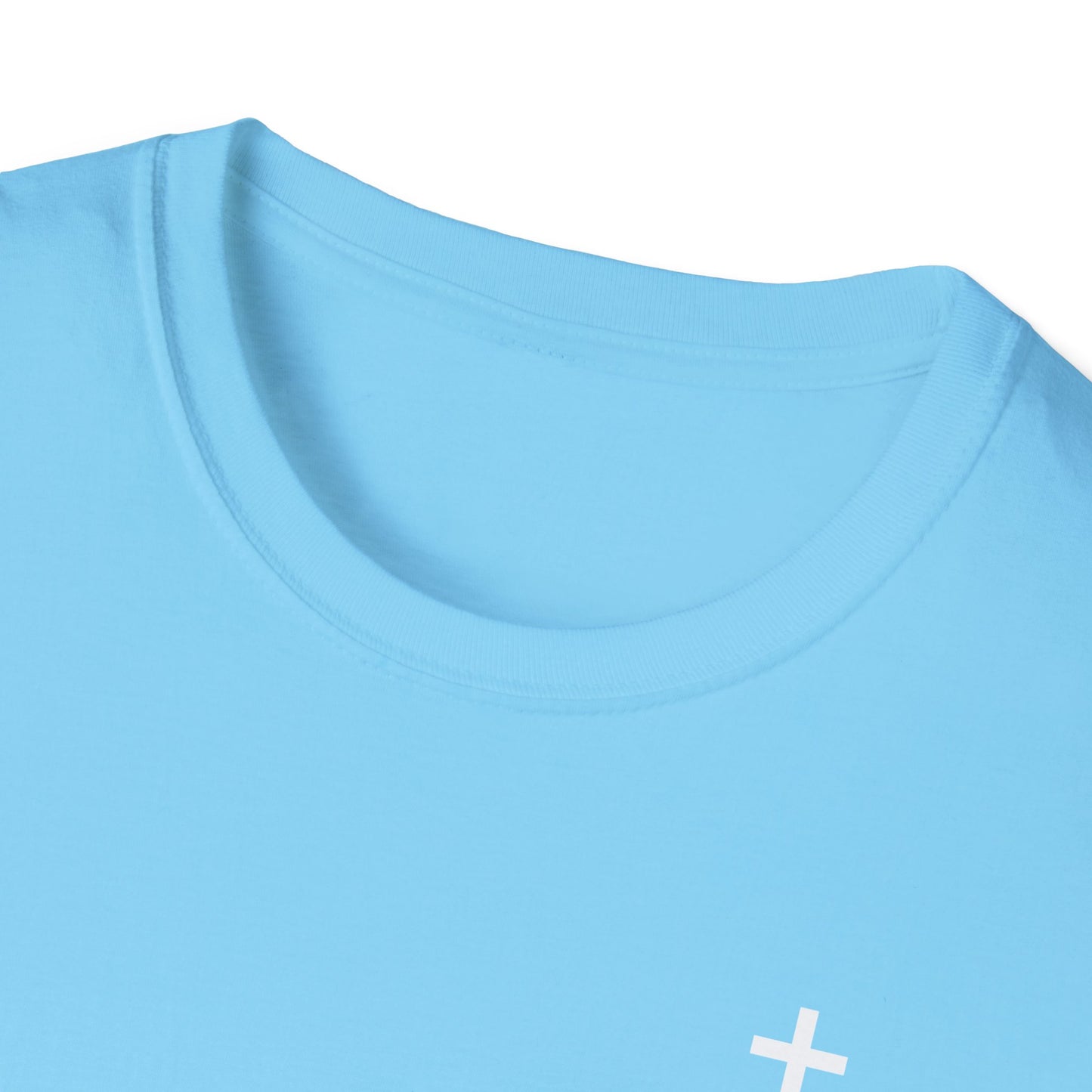 Unisex Christian T-Shirt with White Cross (Gildan Product)