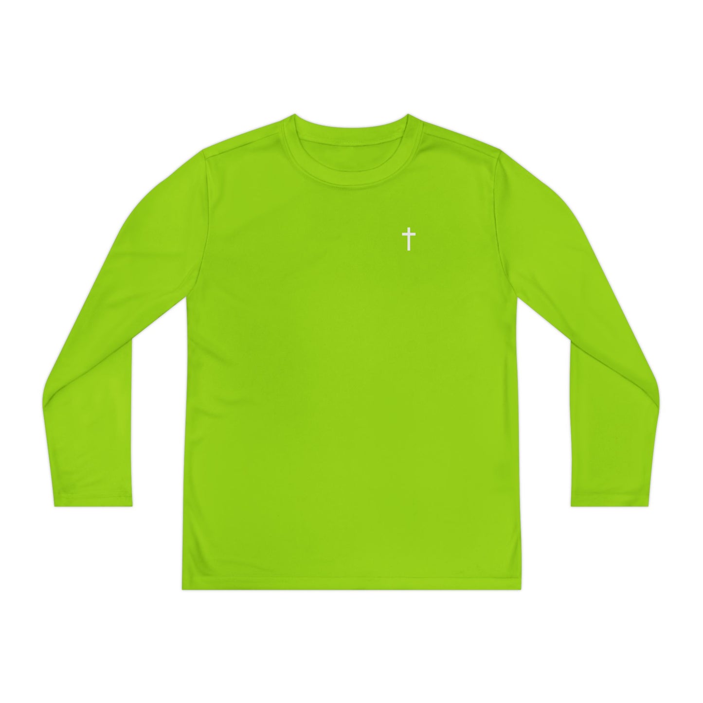 Kids Long Sleeve 100% Moisture-Wicking Shirt with White Cross