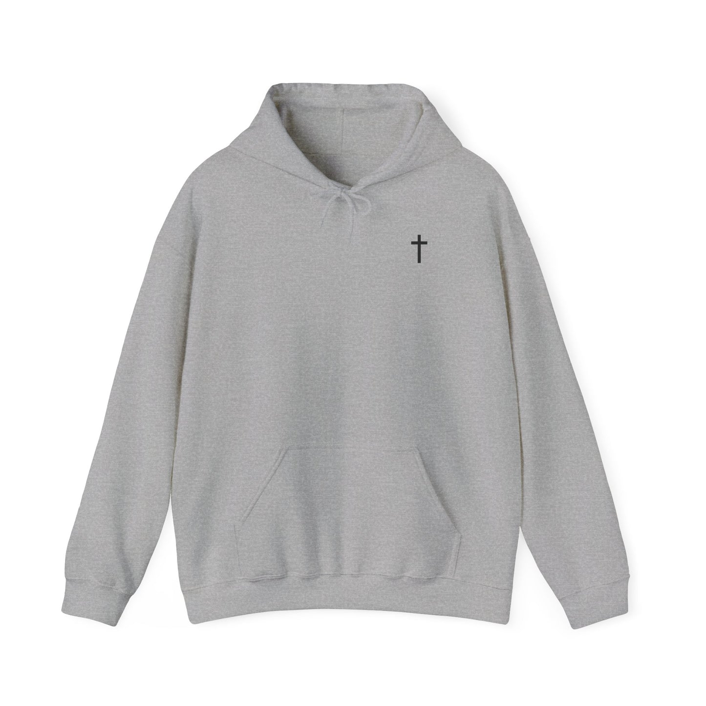 Unisex Christian Hooded Sweatshirt with Black Cross (Gildan Product)